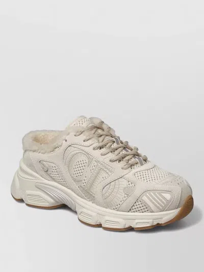Dior Mesh Panel Sneakers Rubber Sole Design In Neutral