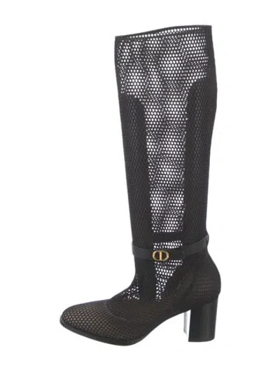 Pre-owned Dior Mesh Patterned Boots In Black
