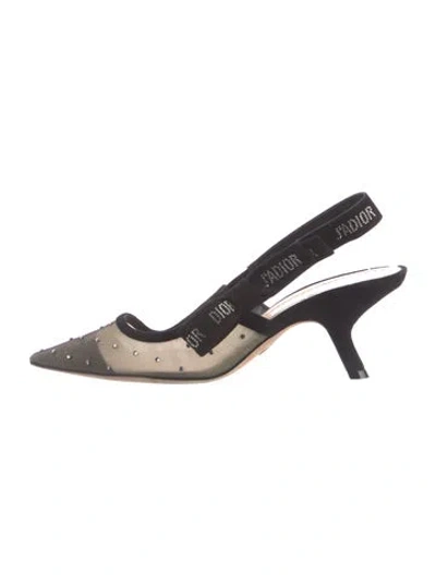 Pre-owned Dior Mesh Patterned Slingback Pumps In Black
