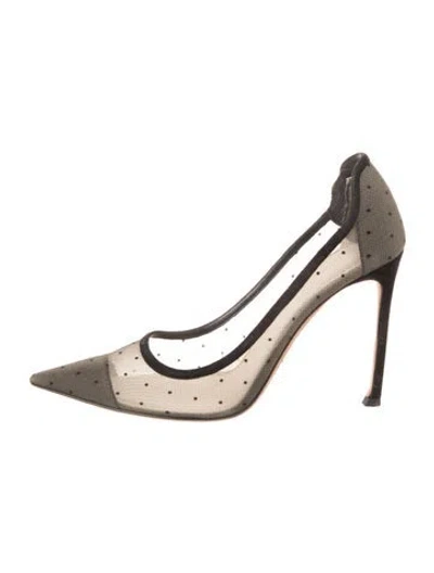 Pre-owned Dior Mesh Polka Dot Print Pumps In Black