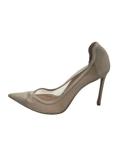 Pre-owned Dior Mesh Polka Dot Print Pumps In Gold