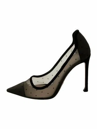 Pre-owned Dior Mesh Polka Dot Print Pumps In Silver