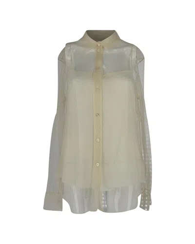 Pre-owned Dior Mesh See-through Button-up Blouse
