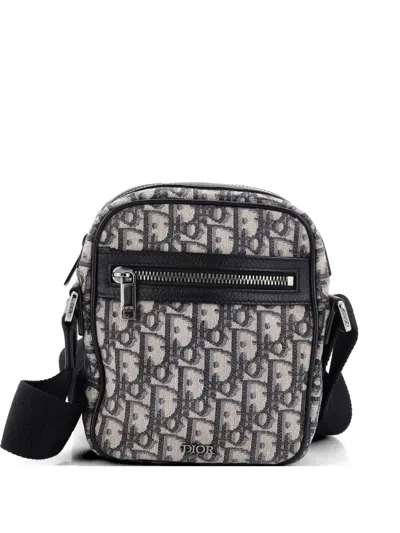 Pre-owned Dior Messenger Pouch Oblique Canvas Crossbody Bag In Blue