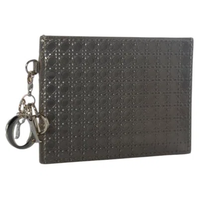 Pre-owned Dior , Metallic Ama Cardholder With Pendant In Black