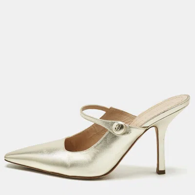 Pre-owned Dior Metallic Gold Leather Mules Size 41