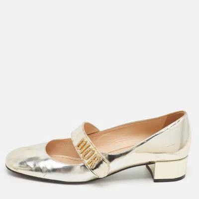 Pre-owned Dior Metallic Laminated Leather Baby-d Mary Jane Pumps Size 38.5