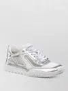 Dior Metallic Sneakers With Rubber Sole And Mesh Panels In Silver