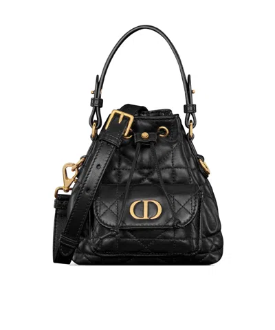 Dior Micro  Caro Bucket Bag In Black