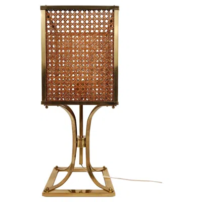 Pre-owned Dior Mid 20th Century Table Lamp In Hollywood Regency Style / Brass & Cane Webbing In Brown