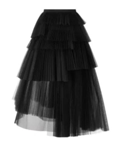 Dior Mid-length Asymmetric Pleated Skirt In Black