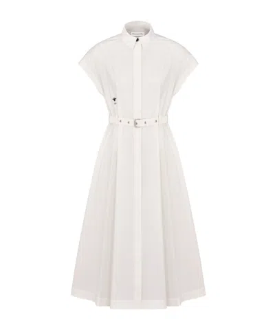 Dior Mid-length Belted Shirtdress In White