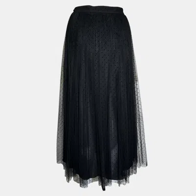 Pre-owned Dior Mid-length Black Polkadot  Mesh Pleated Skirt