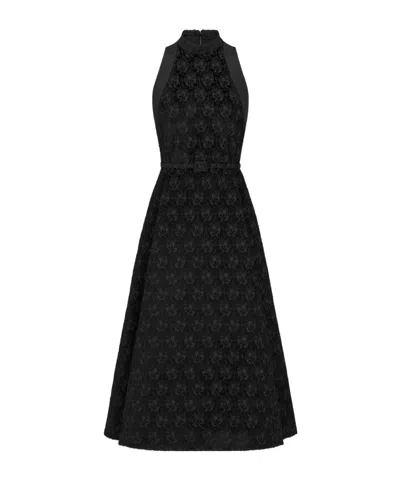 Dior Mid-length Flared Dress With Belt In Black