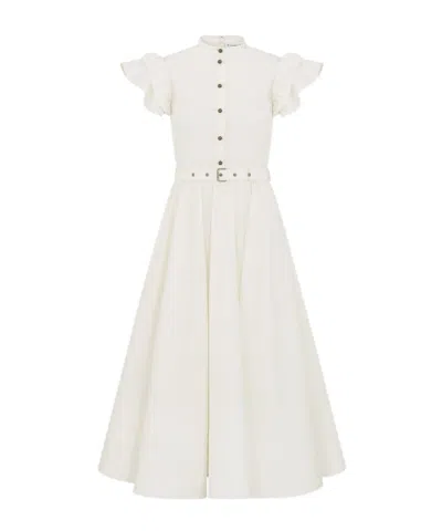 Dior Mid-length Flared Dress With Belt In White