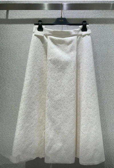 Dior Pleated Detail Skirt In White