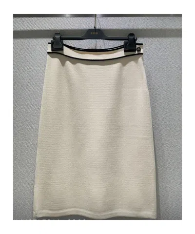 Dior Button Detail Skirt In White