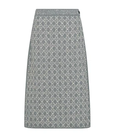 Dior Mid-length Macrocannage Skirt In Gray