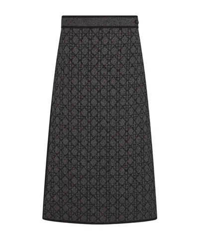 Dior Mid-length Macrocannage Skirt In Gray