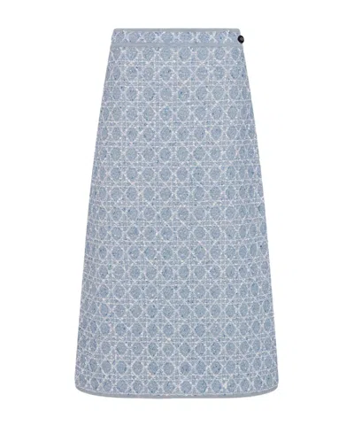 Dior Mid-length Macrocannage Straight Skirt In Blue