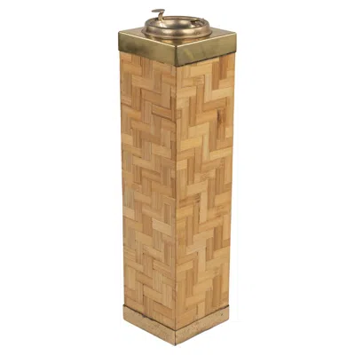 Pre-owned Dior Midcentury Floor Ashtray In Bamboo And Brass, Italy 1970s In Brown