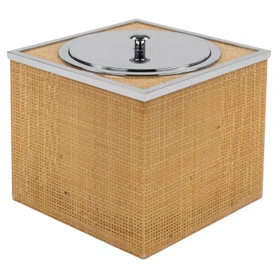 Pre-owned Dior Midcentury Lucite, Wicker & Chrome Ice Bucket Christian  Style, Italy 1970s In Brown