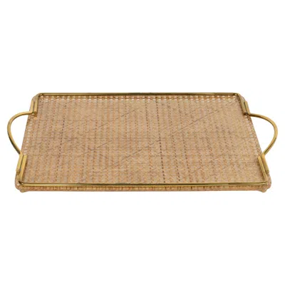 Pre-owned Dior Midcentury Serving Tray Lucite, Wicker & Brass Christian  Style, Italy 1970s In Brown