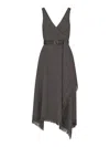 Dior Midi Dress With Drape And Belt In Multicolour