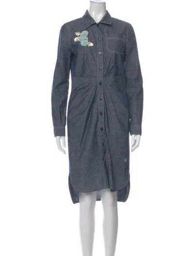 Pre-owned Dior Midi Length Dress In Blue