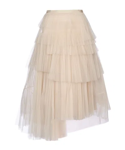 Dior Mid-length Asymmetric Pleated Skirt In Neutral
