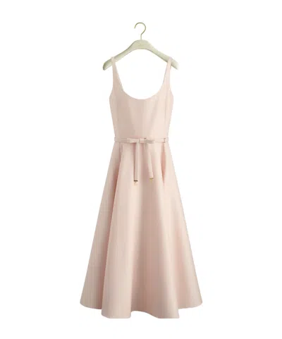 Dior A Line Dress Soft Fabric Belted Waist In Neutral