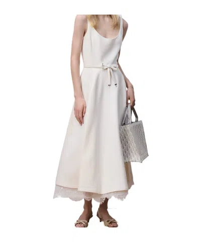 Dior Mid-length Belted Dress In White