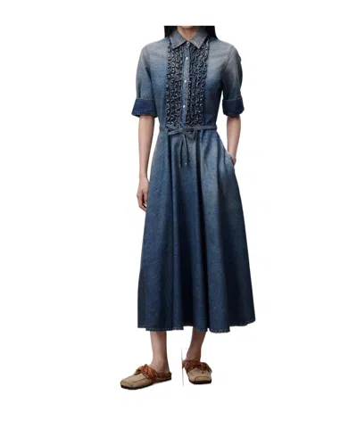 Dior Mid-length Belted Shirtdress In Blue