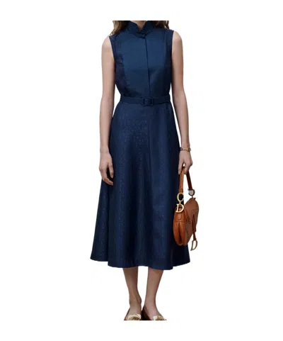 Dior Mid-length Belted Shirtdress In Blue