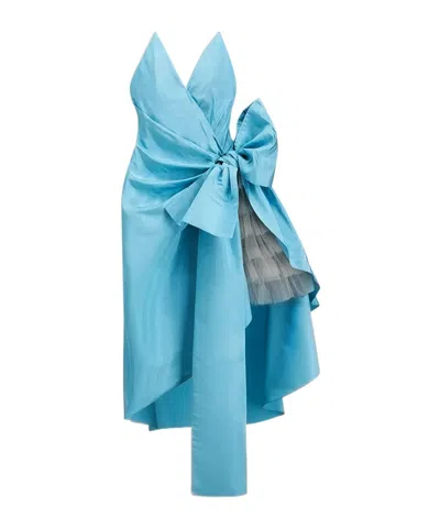 Dior Mid-length Draped Asymmetrical Bustier Dress In Blue