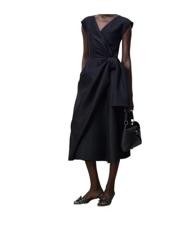 Dior Mid-length Draped Dress In Black
