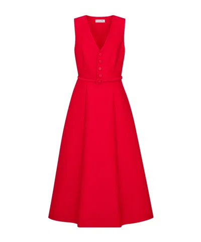 Dior Mid-length Flared Dress With Belt In White