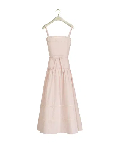 Dior Mid-length Flared Dress With Belt In Pink