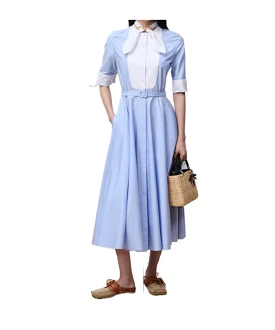Dior Mid-length Plastron Shirtdress In Blue