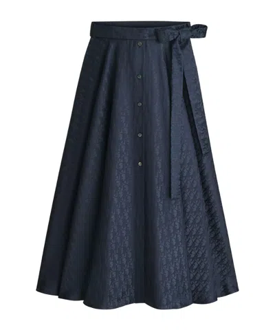 Dior Mid-length Skirt With Tied Belt In Blue