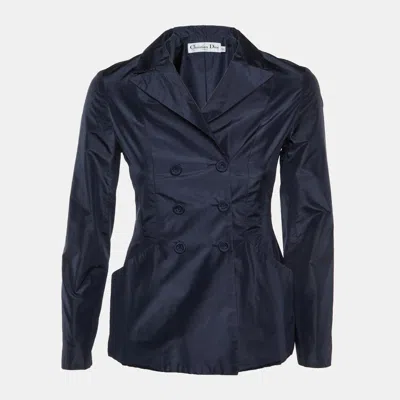 Pre-owned Dior Midnight Blue Silk Double Breasted Bar Jacket S