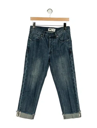 Pre-owned Dior Mid-rise Straight Leg Jeans In Blue