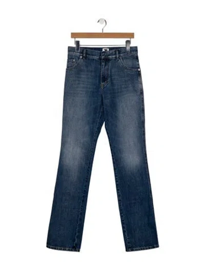 Pre-owned Dior Mid-rise Straight Leg Jeans In Blue