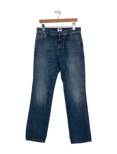 Pre-owned Dior Mid-rise Straight Leg Jeans In Blue