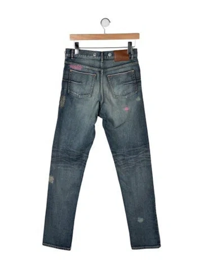 Pre-owned Dior Mid-rise Straight Leg Jeans In Blue