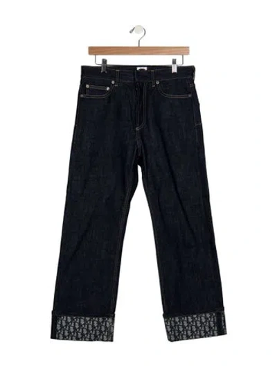 Pre-owned Dior Mid-rise Straight Leg Jeans In Blue