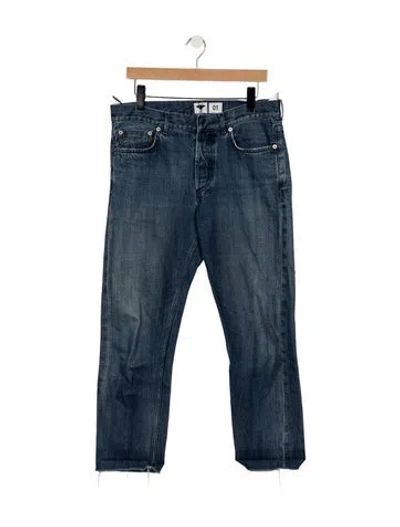 Pre-owned Dior Mid-rise Straight Leg Jeans In Blue
