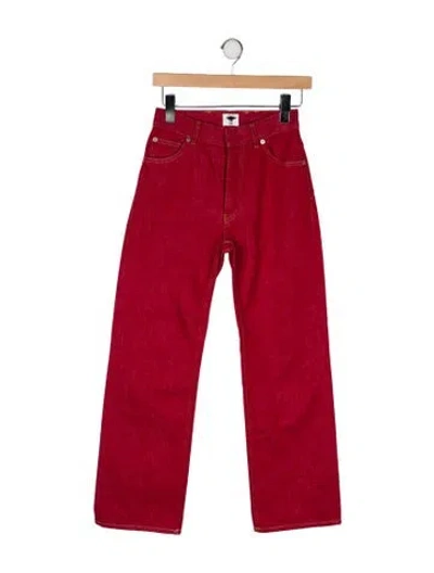 Pre-owned Dior Mid-rise Straight Leg Jeans In Red
