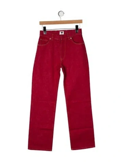 Pre-owned Dior Mid-rise Straight Leg Jeans In Red