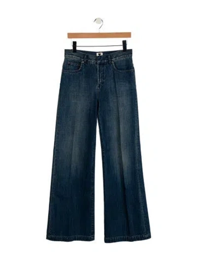 Pre-owned Dior Mid-rise Wide Leg Jeans In Blue